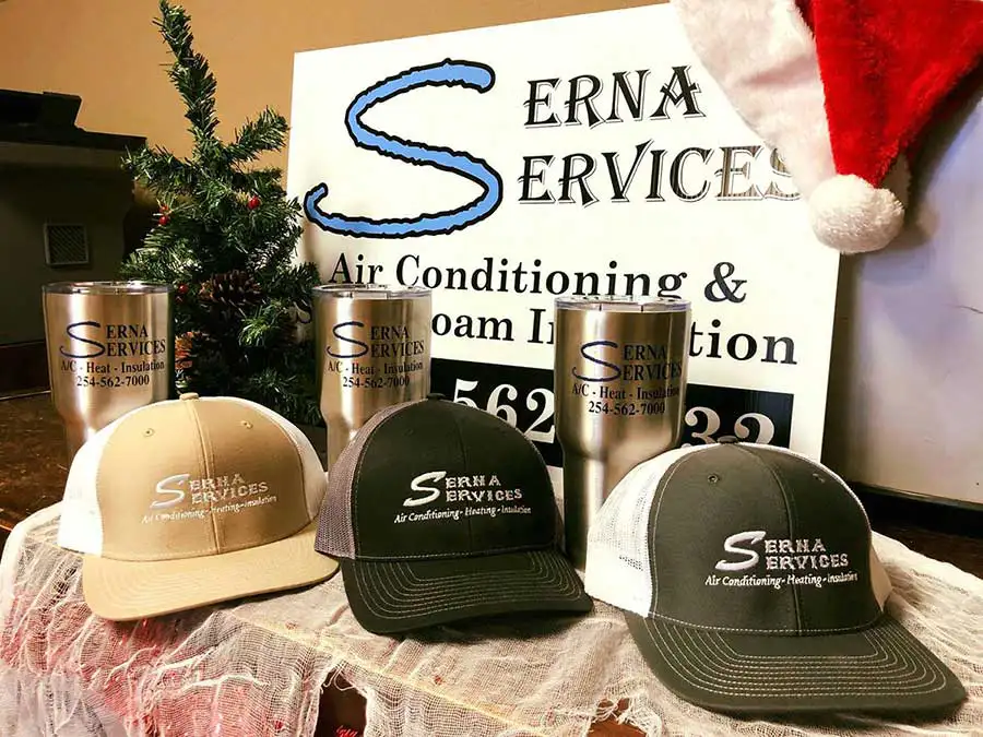 Serna Services cups and hats