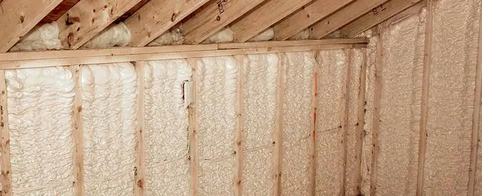 Fully applied spray foam insulation in a home